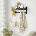 thumbnail image 3 of Wall Hooks with Shelf - 26.57" Entryway Wall Hanging Shelf Wood Coat Hooks and Key Holder (Black), 3 of 14
