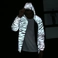 thumbnail image 2 of IROINNID Hoodies for Men Comfy Stripe Luminous Trench Zipper Reflective Hooded Jacket,Gray, 2 of 9