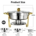 thumbnail image 5 of Jacgood 2 Pack 6 Quart Stainless Steel Round Chafing Dish Set Buffet Catering Serving Sets Gold Chafing Dish Buffet Set with Glass Lid, 5 of 8