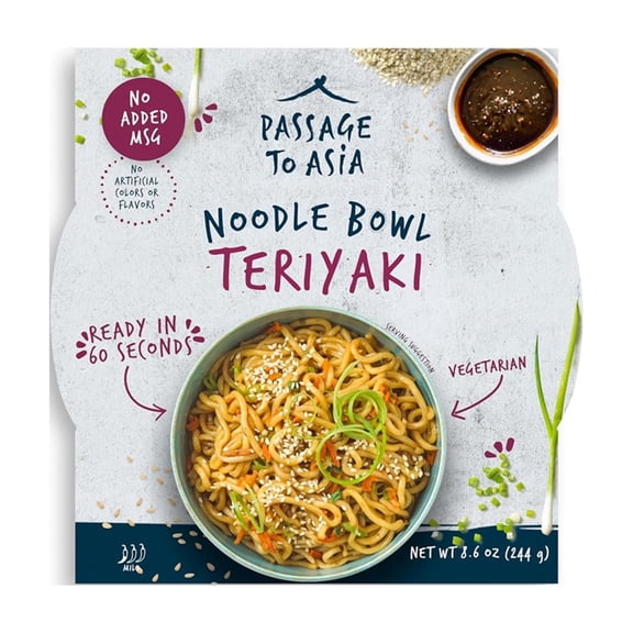 Passage to Asia Teriyaki Noodle Bowl, 8.6 oz, Shelf Stable