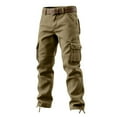 thumbnail image 3 of Aobny Yellow Men's Pants Pockets Open Bottom Baggy Jogger Loose Long Tactical Cargo Mens Baggy Sweatpants,36, 3 of 4