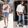 thumbnail image 4 of MARRANT Cangurera de Cuero Genuino para Hombre, Bolsa de Cintura Cruzada de Gran Capacidad con Múltiples Bolsillos con Zíper, Marrón, 4 of 6
