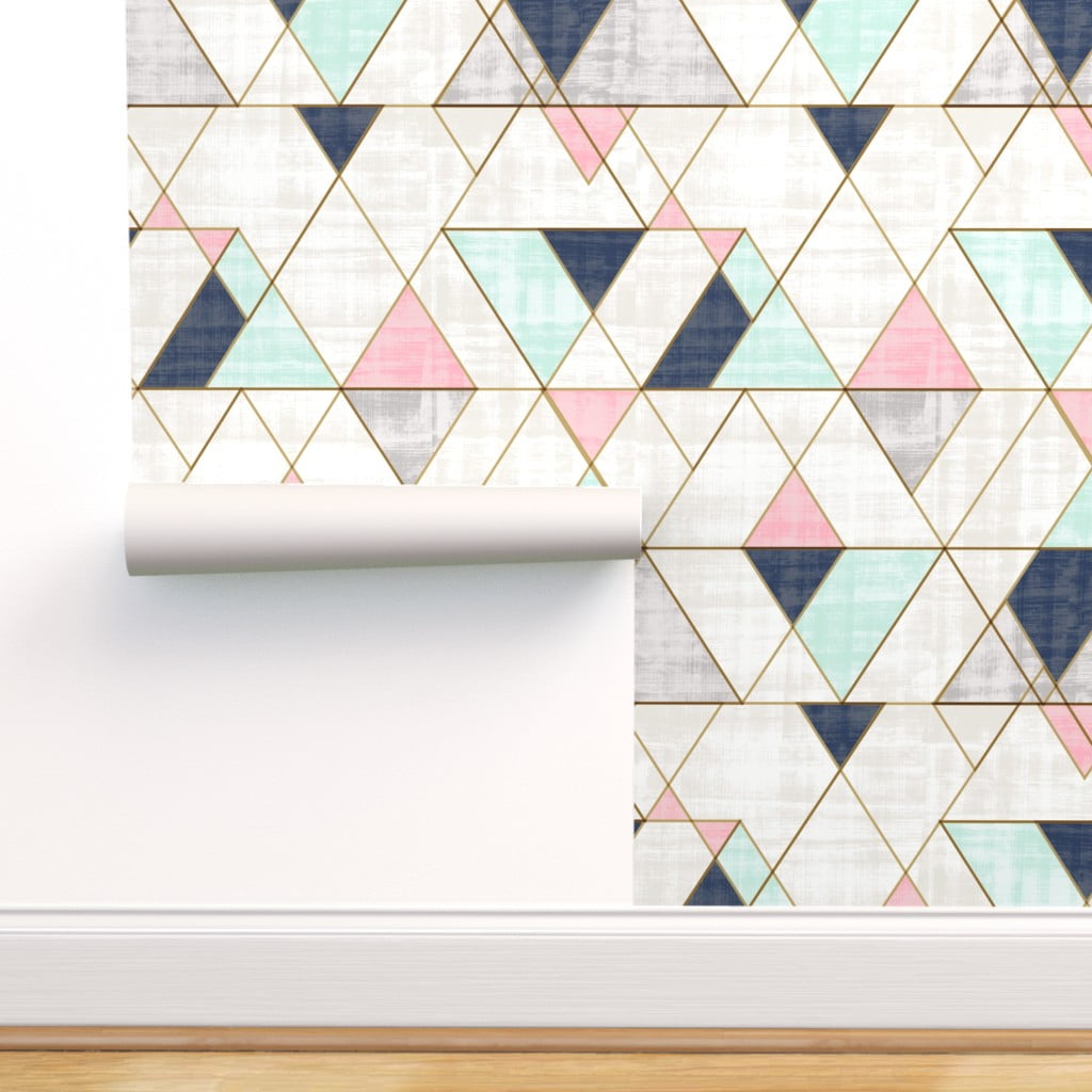 Peel-and-Stick Removable Wallpaper Triangles Geometric Modern Geo 