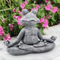 thumbnail image 2 of Stone Garden, Frog Buddha Ornament, Outdoor Meditation Frog Statue, Meditation Frog Statue For Home Decor, Outdoor Art, 2 of 5