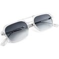 thumbnail image 2 of FEISEDY Vintage Square 70s Flat Aviator Sunglasses Women Men Metal Design Shades B2752, 2 of 13