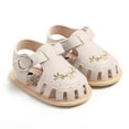 thumbnail image 3 of LIIPEE Girls Boys Sandals Summer Cute Flower Embroidery Closed Toe Non- Soft Sole Shoes Toddler Leisure Playground Sandal,Beige,6-12 Months, 3 of 5