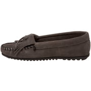 Minnetonka Womens Kilty Suede Hardsole Moccasin, Grey, 5.5 M US