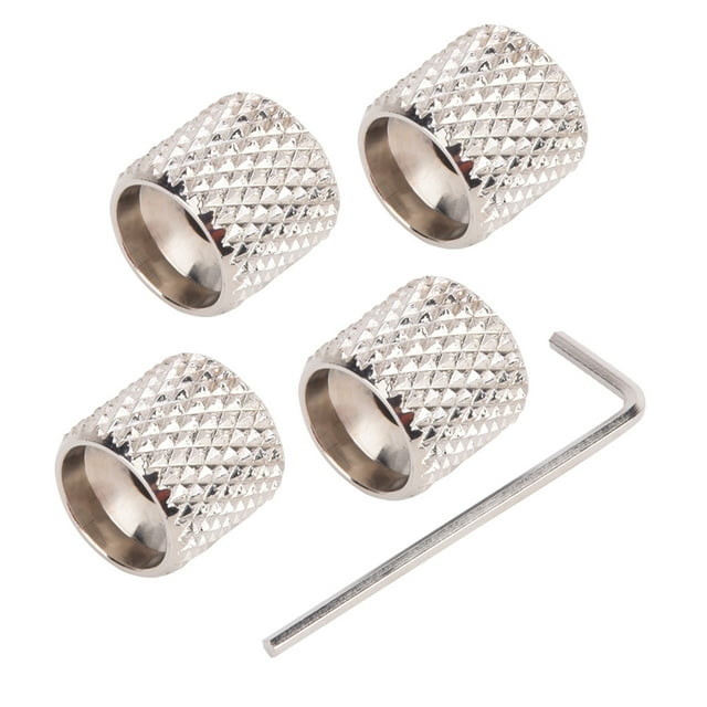 Electric Guitar Knob, Durable Aluminum Alloy Material 4pcs Electric Guitar Knobs Guitar Speed Control Knob, 1pc Hex Wrench For Guitar Instrument Lovers Black,Silver