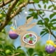 thumbnail image 4 of Colgante festivo de Pascua con forma de corazón y conejo de madera, 4 of 5