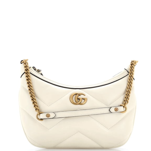 Pre-Owned GG Marmont Chain Moon Hobo Matelasse Leather Small By Rebag