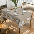thumbnail image 2 of Fall Tablecloth 60×84 Inch Rectangular, White Orange Pumpkin Autumn Harvest Grain Washable Seasonal Table Cover for Party Picnic Dinner Decor, 2 of 6