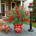 thumbnail image 7 of Artificial Christmas Flowers With Red Berry Stems, Fake Norfolk Garland Branches For Winter Decor, Faux Christmas Garland Tree Picks And DIY Crafts, 7 of 7