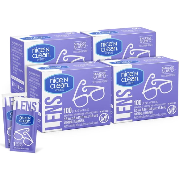 Toallitas para lentes Nice 'N CLEAN SmudgeGuard (400 toallitas) sin amoniaco
