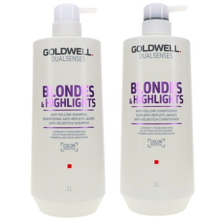 Goldwell Dualsenses Blondes & Highlights Anti-Yellow Shampoo 33.8 oz & Dualsenses Blondes & Highlights Anti-Yellow Conditioner 33.8 oz Combo Pack