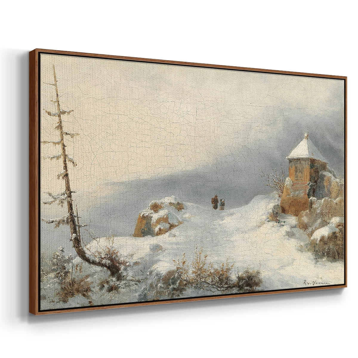 Vintage Landscape-CDIII By Wexford Home Framed in Walnut Wood Gallery Wrapped Canvas 27 in. x 41 in.