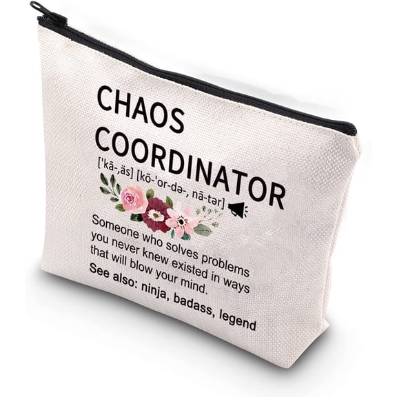 Chaos Coordinator Funny Definition Zipper Pouch Makeup Bag