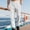 White(New), variant on PNTUTB Men's Fashion Solid Color Jacquard Elastic Waist Drawstring Casual Comfortable Cuffed Pants with Pockets