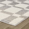 thumbnail image 5 of 7' X 10' Gray and Beige Checkered Distressed Area Rug, 5 of 9