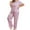 Pink, variant on Pajama Sets for Women Plus Size Print Long Sleeve Crew Neck Tops and Pants Outfits Casual 2Pc Sleepwear Set