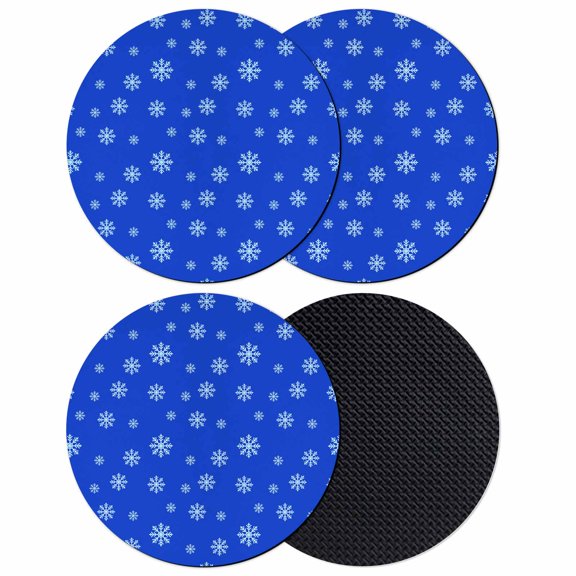Christmas Snowflake Coasters Set of 4, Absorbent Coasters for Drinks, Blue Xmas Winter Holiday Minimalist Coaster for Desk Coffee Table Protection, Home Decor House Warming Gifts 4"