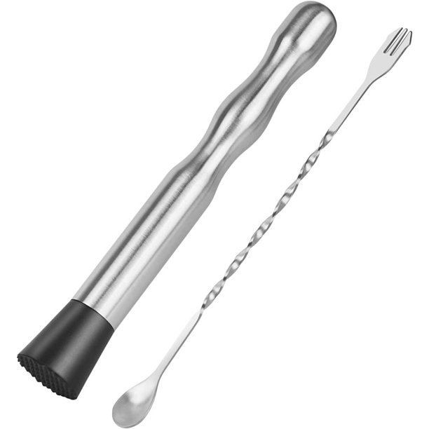 Cocktail Muddler Set, 10 Inch Stainless Steel Cocktail Muddler and