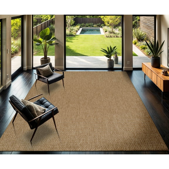 CAMILSON Easy Jute Rug Indoor Outdoor Farmhouse Area Rugs Natural 5x7