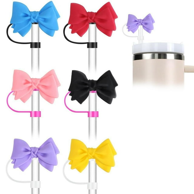 6pcs Sparkling Straw Topper Cute Butterfly Cup Fitting Silicone Straw Dust S0A1