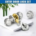 thumbnail image 5 of 3 Sets Entry Door Knob and Single Cylinder Deadbolt Combo Set, Keyed Alike Round Ball Satin Nickel Exterior Door Knobs with Lock and Keys for Entrance and Front Door, 5 of 6