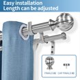thumbnail image 2 of Urbanest Fluted Ball Manhattan 1" 5/8" Double Drapery Curtain Window Rod Set - 84" to 120", Brushed Steel, 2 of 6