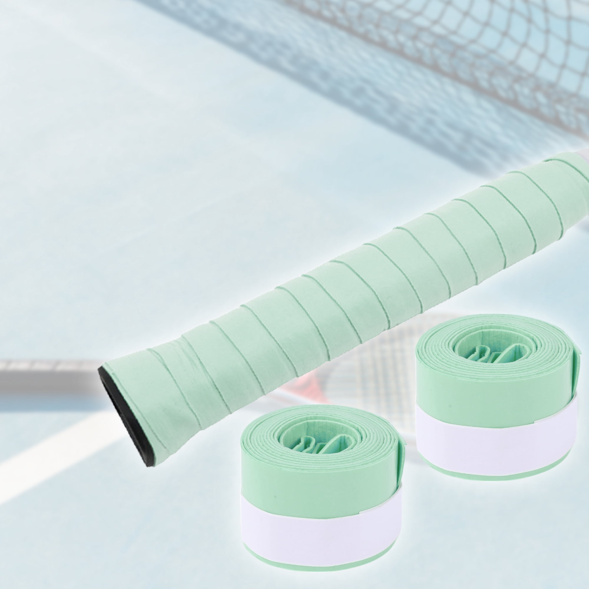 Unique Bargains 2 Pcs Tennis Racket Grip Tape Dry Overgrip Tape Light Green