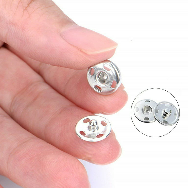 200 Sets Sew-on Snap Buttons Metal Snap Fasteners Press Studs Fastener  Buttons Press Button for Sewing Clothing,10mm 8.5mm