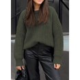 thumbnail image 4 of Women's Fall Sweaters Casual Long Sleeve Pullover Crewneck Ribbed Knit Jumper Tops Plain Blouse, 4 of 5