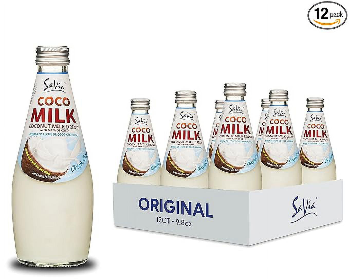 Savia Coconut Milk Chocolate Drink, Real Coconut Chunks, Vegan, 12