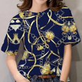 thumbnail image 1 of Camisetas de manga corta para mujer, Tops 3D, camisas barrocas de lujo, ropa de diseñador, camiseta informal de gran tamaño con cuello redondo, 1 of 4