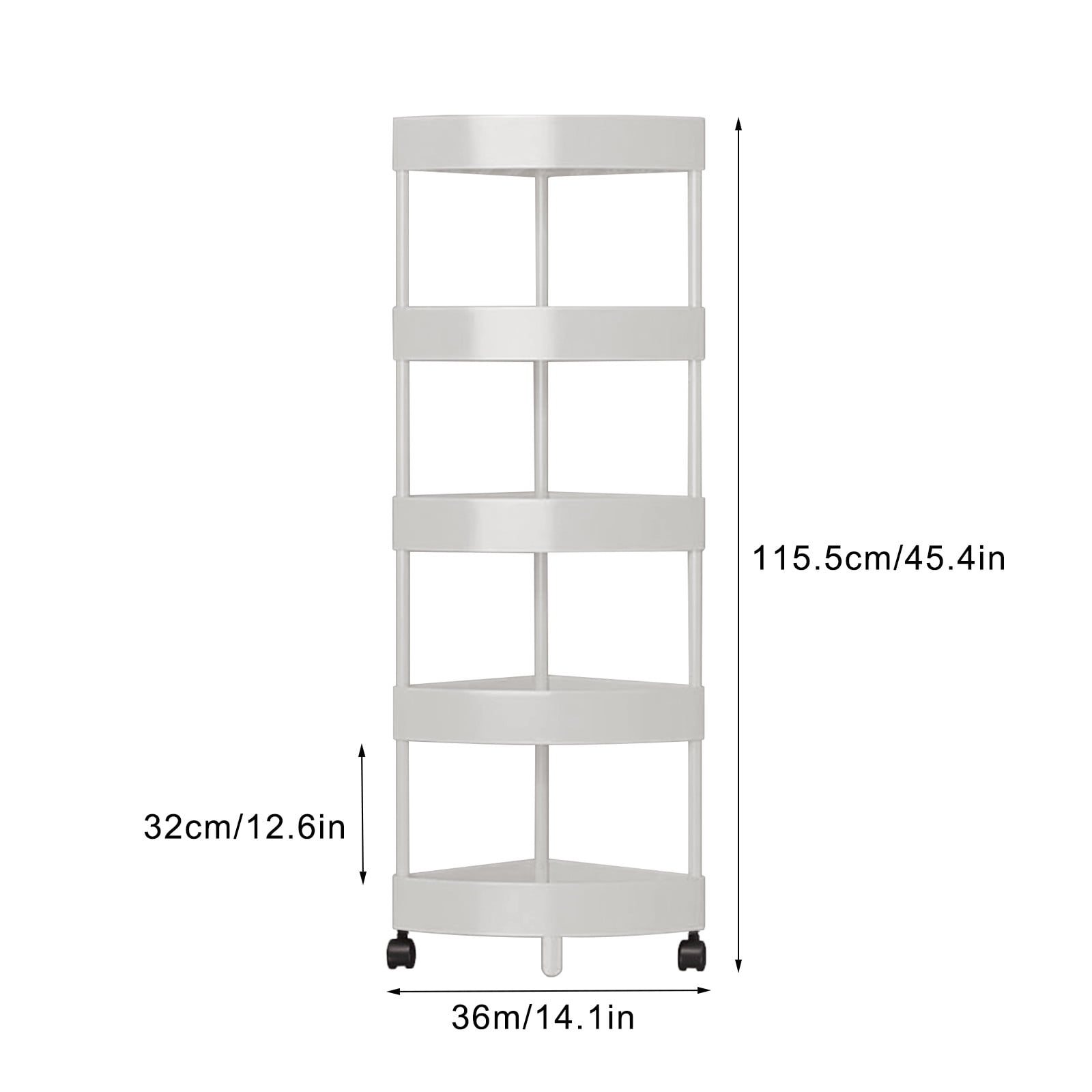 Viflosae Storage Shelf Bathroom Shelves over Toilet Bathroom Corner Storage Shelf Organizer with Detachable 5 Tiers Rolling Wheels and Drainage Holes