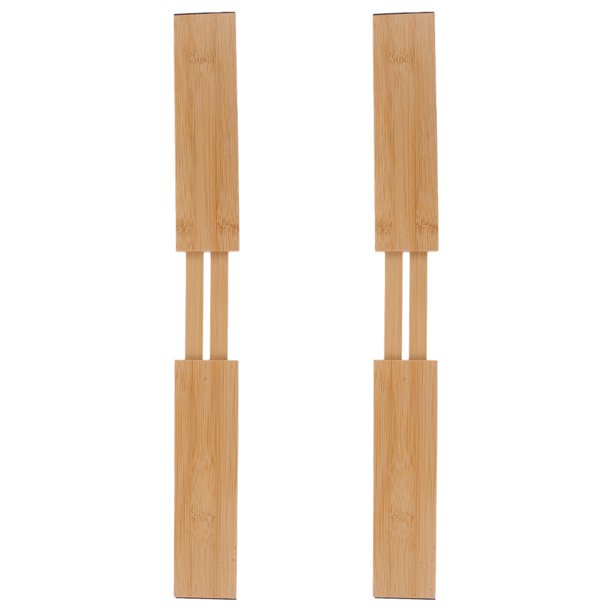 2 divisores de cajones expandibles para cocina, organizador de utensilios de bambú (estilo largo)
