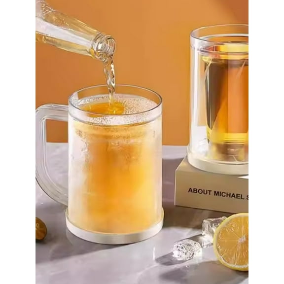 2 pieces of summer double-layer refrigerated ice cups. Beer cups with large capacity for beverages. Household drinking utensils.