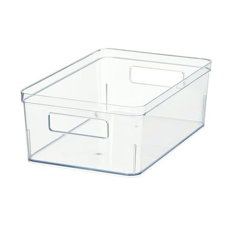 Mainstays Large Kitchen Pantry Organizer Bin, Clear Plastic 12” x 7.5" x 4”