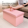 thumbnail image 6 of PINPLUS 30" Folding Storage Ottoman Bench, Faux Leather Footstool for Living Room,Toy Chest for Gril, Pink, 6 of 10