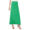 thumbnail image 3 of Moa Collection Women's Maxi Length High Waist Foldable Waistband Solid Skirt, 3 of 6