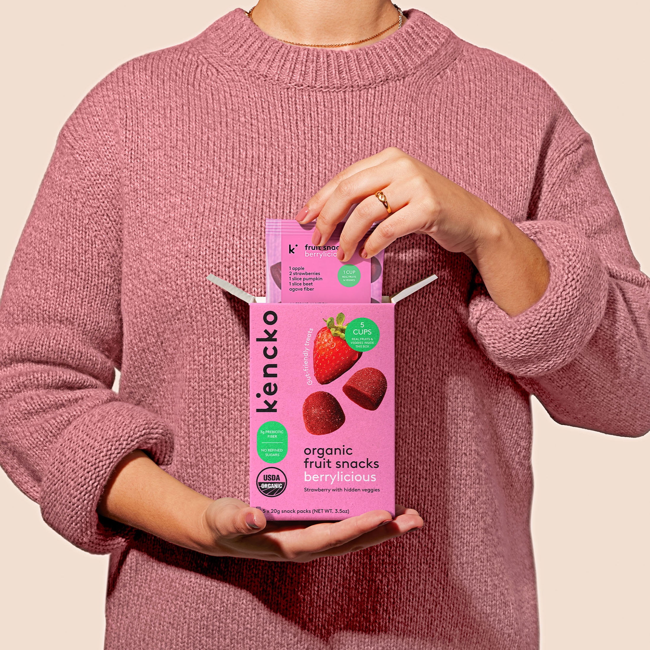 (4 pack) Kencko Berrylicious Organic Fruit Snacks, 3.5oz, 5 Pack