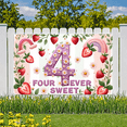 thumbnail image 5 of Floral Design Birthday Banner Strawberry Theme Number Banner Background for Kids Party Event Decor Celebration, 5 of 7