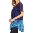 thumbnail image 3 of Sakkas Clarice Petite Raglan Lace Up Tie Dye Blouse with Embroidery and Sequins - Blue - Plus Size, 3 of 5