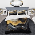 thumbnail image 2 of Designart "Essence of Marble in Gold and Black V" Abstract Marble Bedding Covert Set - Abstract Gold Modern Bed Set With 2 Shams, 2 of 5