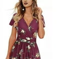 thumbnail image 2 of Scacto Womens Summer Dresses Boho Floral Printed Short Sleeve Casual Sundresses V Neck Beach Vacation Party Swing Dress with Pocket, 2 of 4