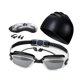 thumbnail image 2 of 5x Gafas de natación y gorro con estuche de almacenamiento Antirreflejo Antivaho Cómodas con clip nasal Tapones para los oídos Gafas de buceo para Negro A, 2 of 8