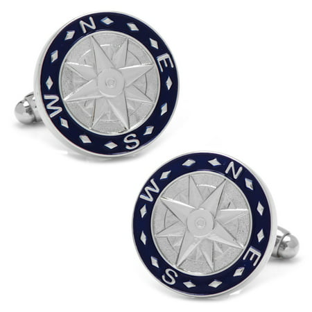 CUFFLINKS INC Mens Blue Compass Cufflinks (Blue) - Modern Jewelry Accessory NEW
