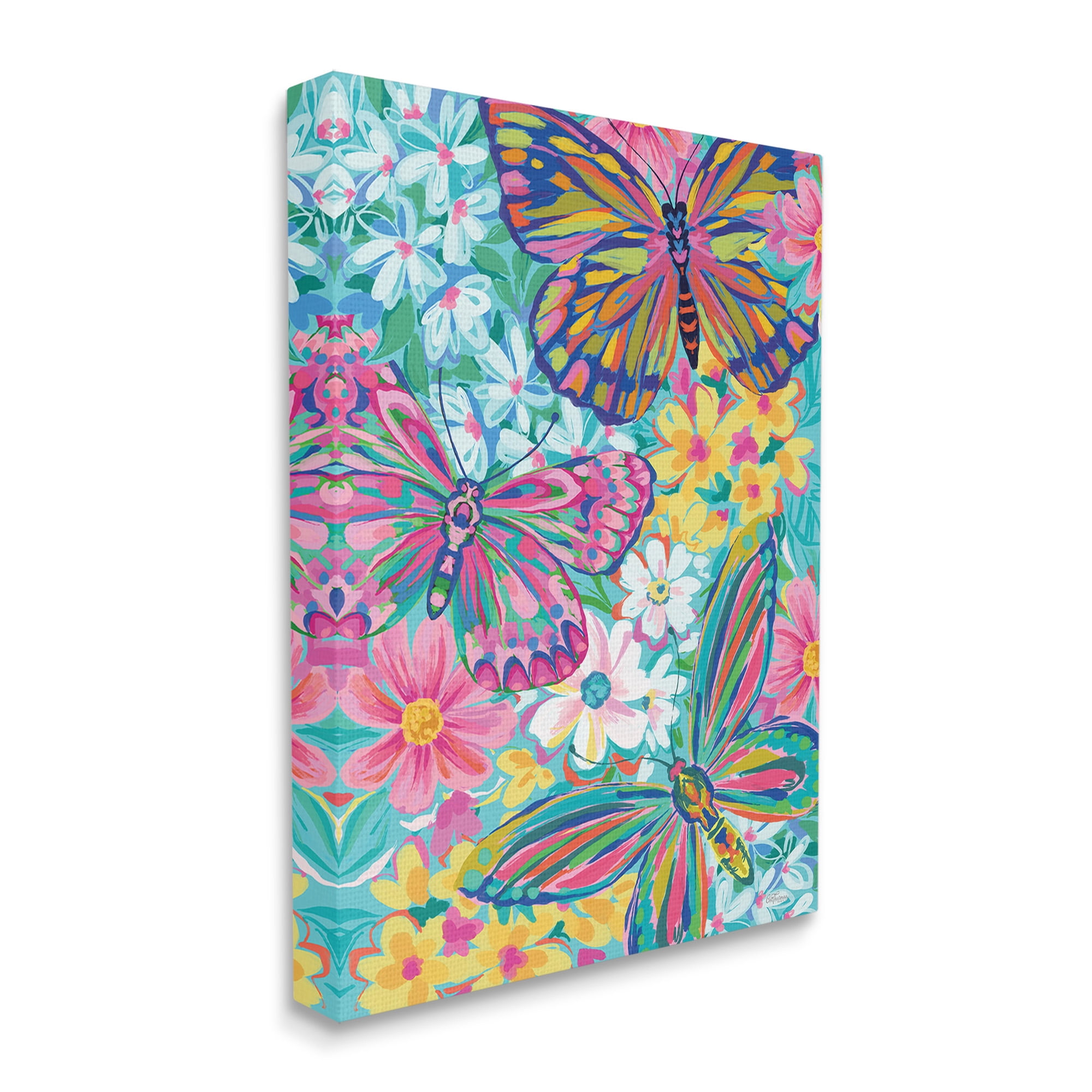 Stupell Industries Modern Butterflies & Blossoms Animals & Insects Painting Gallery Wrapped Canvas Art Print Wall Art, 36 x 48