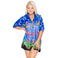 thumbnail image 3 of HAPPY BAY Women's Short-Sleeve Summer Blouses Fashion Beach Bohemian Party Vacation Relaxed Fit Button Down Hawaiian Shirt XXL Sapphire, Blue Flamingo, 3 of 3