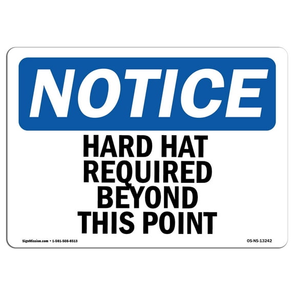 OSHA Notice Signs - Hard Hat Required Beyond This Point | Decal | Protect Your Business, Construction Site, Warehouse |  Made in the USA